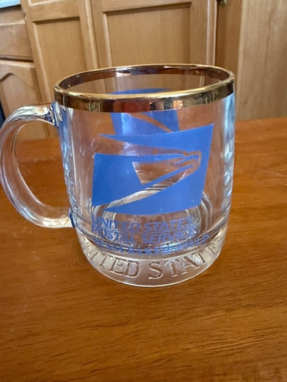 USPS Glass Coffee Mug with Gold Rim